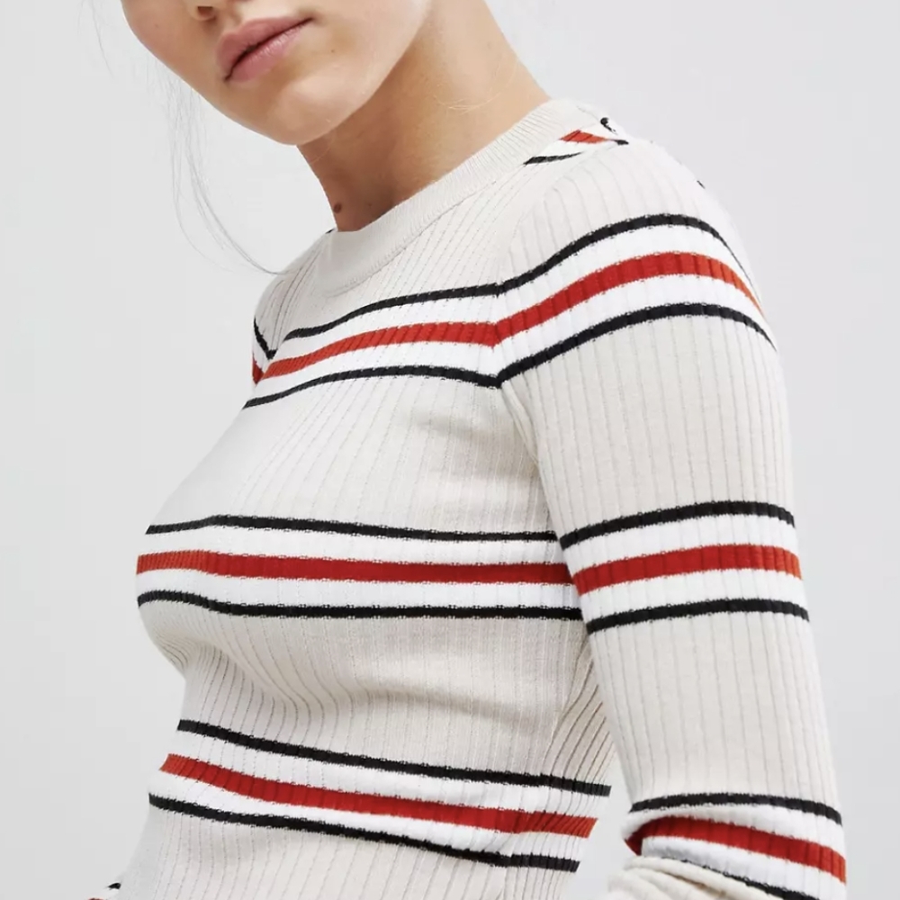 ASOS DESIGN cropped sweater in neutral stripe